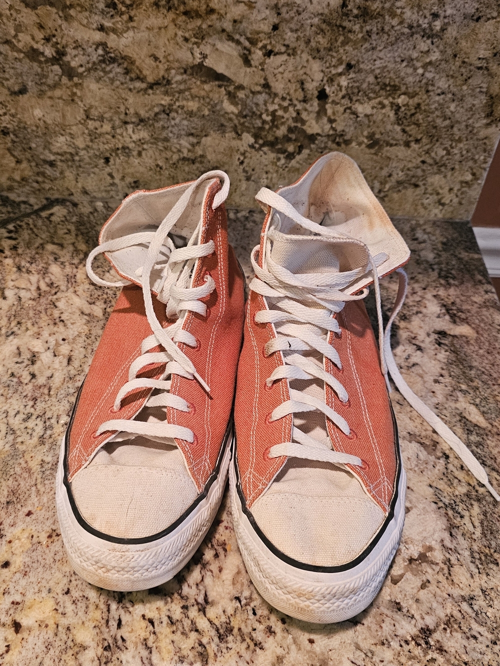 Converse Coral and White High-Top Sneakers